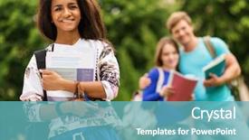  Presentation with african american girl power business - Presentation having college sports - african-american girl student background and a teal colored foreground