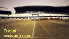  Presentation with football field - PPT theme enhanced with college sports - american football field background and a tawny brown colored foreground