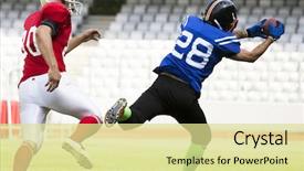  Presentation with football game security - Cool new PPT theme with college sports - american football game backdrop and a blonde colored foreground