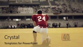  Presentation with college football - Presentation theme consisting of college sports - american football player on its background and a yellow colored foreground