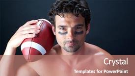  Presentation with grunge american football field - Beautiful slide set featuring college sports - american football player with ball backdrop and a  colored foreground