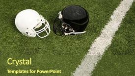  Presentation with football - Slide deck having college sports - black and white football helmets background and a tawny brown colored foreground