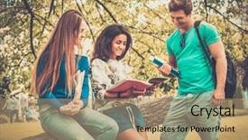  Presentation with multi ethnic group - Theme enhanced with college sports - group of multi ethnic students background and a coral colored foreground