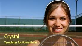  Presentation with kids room children smile - Presentation theme enhanced with college sports - smiling female tennis player background and a tawny brown colored foreground