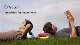  Presentation with ball sports - Colorful slide set enhanced with college sports - two young students sleeping backdrop and a lemonade colored foreground