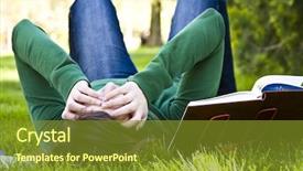  Presentation with student subscription - Audience pleasing presentation design consisting of college stress - exhausted student over the grass backdrop and a  colored foreground