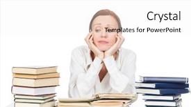  Presentation with white pigeon against the blue - PPT theme with college stress - woman with books against white background and a white colored foreground