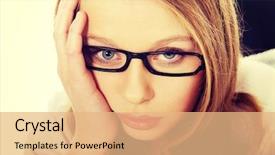  Presentation with teenage - Cool new theme with college stress - worried teenage woman sitting backdrop and a coral colored foreground