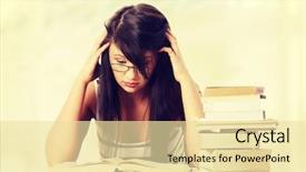  Presentation with young college student diagnosis of chlamydia - PPT theme having college stress - young student woman with lots background and a blonde colored foreground