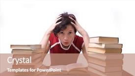  Presentation with white and black woman climbing ladders - Colorful slide deck enhanced with college stress - young woman study on white backdrop and a  colored foreground