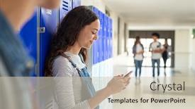  Presentation with college campus - Slides enhanced with college-student-checking-cellphone background and a soft green colored foreground