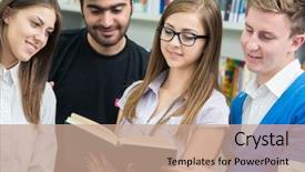  Presentation with college campus - Amazing presentation having college student on university campus having a teamwork research backdrop and a coral colored foreground