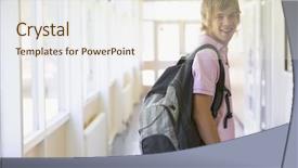  Presentation with college - Amazing presentation having college student standing in university backdrop and a sky blue colored foreground