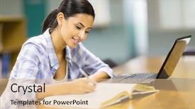  Presentation with college - Presentation design featuring college student studying a book background and a lemonade colored foreground