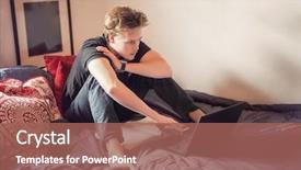  Presentation with self esteem for a college student - Beautiful PPT theme featuring college student studying in his backdrop and a coral colored foreground