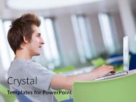 College Student Using His Laptop PPT template 75 | CrystalGraphics