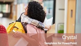  Presentation with exam results - Cool new theme with college students celebrating exam results backdrop and a coral colored foreground