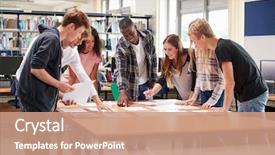  Presentation with college students - PPT layouts enhanced with college students collaborating on project background and a coral colored foreground