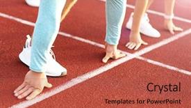  Presentation with racing - Theme enhanced with college students ready school - man and woman racing background and a red colored foreground