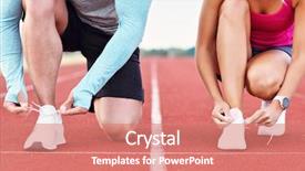  Presentation with racing - Beautiful slide deck featuring college students ready school - man and woman racing backdrop and a  colored foreground