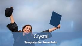  Presentation with diploma - PPT theme consisting of college students ready school - pretty young woman celebrating joyfully background and a teal colored foreground