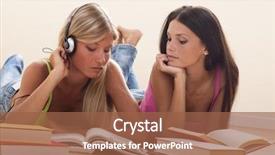 Presentation with homework - Cool new PPT theme with college students ready school - teenage girls doing homework backdrop and a tawny brown colored foreground