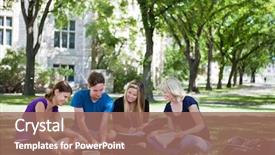  Presentation with college campus - Colorful PPT theme enhanced with college students studying together backdrop and a coral colored foreground