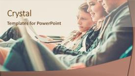  Presentation with cheating exams - Colorful presentation design enhanced with college studying - three young students preparing backdrop and a lemonade colored foreground