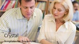  Presentation with library - Slides featuring college studying - tutor assisting mature student background and a  colored foreground