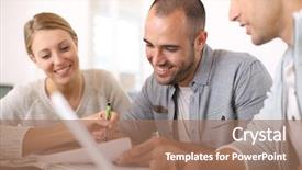  Presentation with conflict people college - Slide deck with college studying together in library background and a  colored foreground