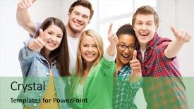  Presentation with education - Cool new presentation theme with admission - education concept - happy team backdrop and a seafoam green colored foreground