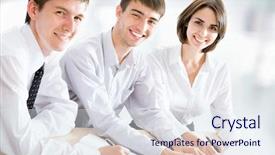  Presentation with group - Presentation design consisting of university success - group of business people background and a  colored foreground