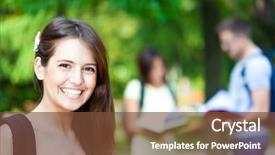  Presentation with group of students raising hands - Slide set consisting of university success - group of young students outdoor background and a  colored foreground