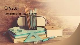  Presentation with old school punk rock leather - Audience pleasing slides consisting of college templates - bright school stationery on old backdrop and a coral colored foreground