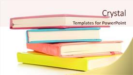  Presentation with college - Slide set consisting of college templates - colorful notebooks isolated on white background and a lemonade colored foreground