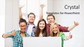  Presentation with racial group high school students - Presentation theme featuring college templates - education concept - group background and a white colored foreground