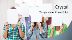  Presentation with diversity students friends happiness concept - PPT theme with college templates - education concept - group background and a white colored foreground