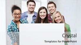  Presentation with racial group high school students - Slides with college templates - education concept - group background and a  colored foreground