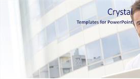  Presentation with laptop - Colorful presentation theme enhanced with college templates - young smiling man with laptop backdrop and a  colored foreground