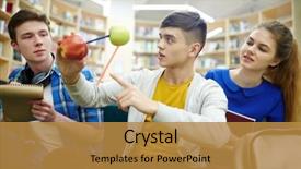  Presentation with college students - Amazing slide set having students working on group project backdrop and a gold colored foreground