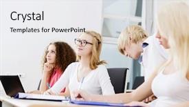  Presentation with young people diversity - Amazing PPT layouts having college training - young people sitting in classroom backdrop and a  colored foreground