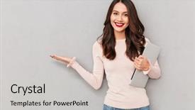  Presentation with worried female college student for health check up - Audience pleasing PPT theme consisting of college using silver personal computer backdrop and a light gray colored foreground