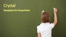  Presentation with class - PPT theme consisting of college writing teacher - scoolgirl standing in class near background and a tawny brown colored foreground