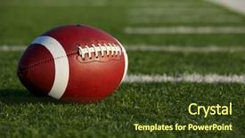  Presentation with college football - Amazing slide deck having collegiate football on the field backdrop and a tawny brown colored foreground