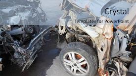  Presentation with motor - Slide deck with collided cars after horrible accident background and a light blue colored foreground
