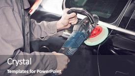  Presentation with auto - Cool new slide set with collision - auto mechanic buffing car autobody backdrop and a dark gray colored foreground