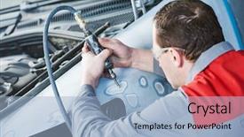  Presentation with collision repair auto - Amazing presentation theme having collision - auto mechanic repairing car autobody backdrop and a light blue colored foreground