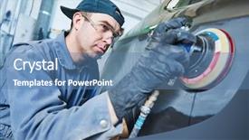  Presentation with auto - Slides featuring collision - auto repairman grinding autobody bonnet background and a teal colored foreground