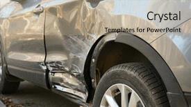  Presentation with street - Slides featuring collision - damaged car on the street background and a coral colored foreground