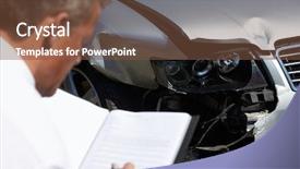  Presentation with accident investigation - Presentation featuring inspecting car involved in accident background and a tawny brown colored foreground